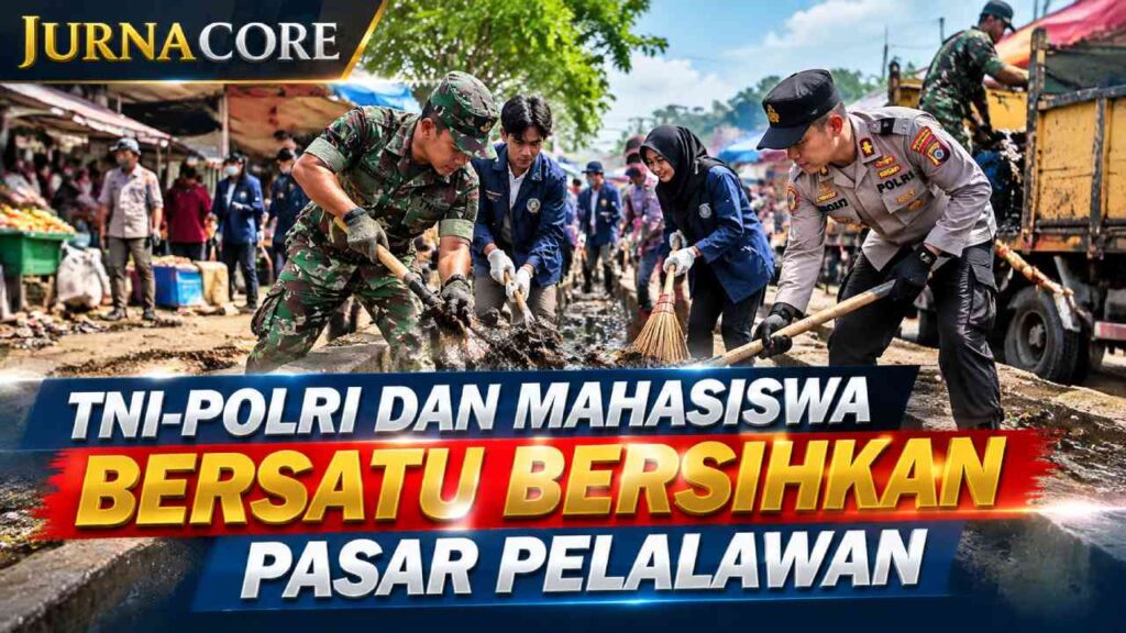 TNI-Polri dan Mahasiswa Bersatu Bersihkan Pasar Pelalawan